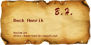 Beck Henrik névjegykártya